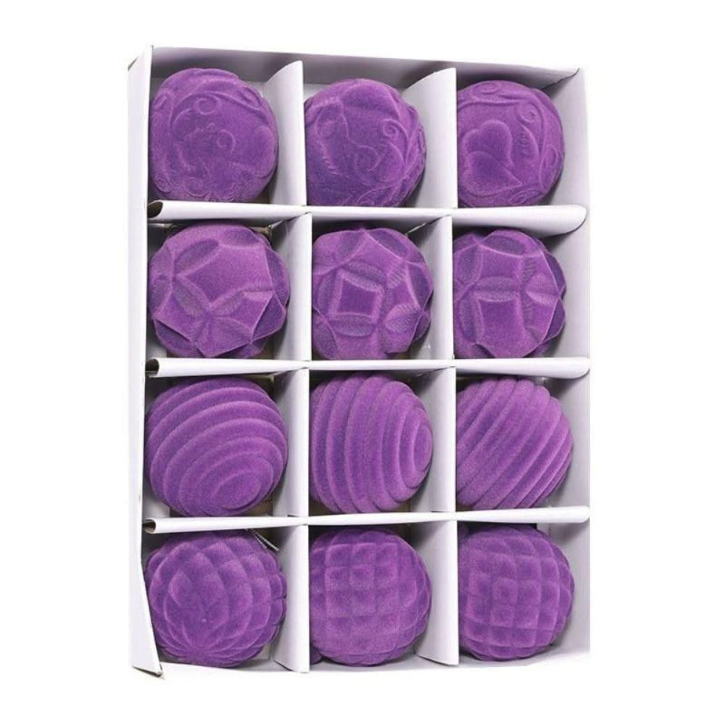 Kit com 12 Bolas de Natal Veludo 6cm - Casa Farfelle