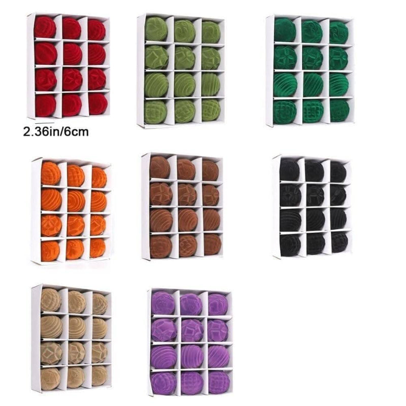 Kit com 12 Bolas de Natal Veludo 6cm - Casa Farfelle