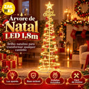 Árvore de Natal LED Espiral 1,80m com Estrela e Enfeites  Natal  Casa Farfelle