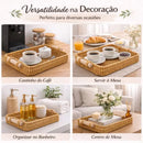 Bandeja de Vime para Sala de Estar e Bandeja de Chá  353  Casa Farfelle