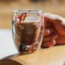 Caneca de Vidro Duplo Floral  363  Casa Farfelle