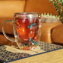 Caneca de Vidro Duplo Floral  363  Casa Farfelle