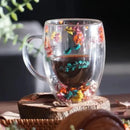 Caneca de Vidro Duplo Floral  363  Casa Farfelle