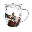 Caneca de Vidro Duplo Floral  363  Casa Farfelle