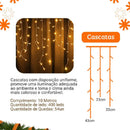 Cascata de LED 10m com 400 LEDs, 8 Funções e Conexão Macho