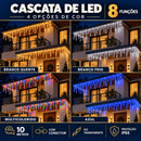 Cascata de LED 10m com 400 LEDs, 8 Funções e Conexão Macho  Natal  Casa Farfelle