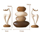 Conjunto de Vasos Criativos Cervo com Pedras Empilhadas Casa Farfelle  348  Casa Farfelle