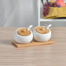 Conjuntos Porta Temperos de Cerâmica e Base de Bambu Casa Farfelle  307  Casa Farfelle