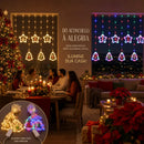 Cortina Pisca-Pisca LED Estrela 3m À Prova D'Água  Natal  Casa Farfelle