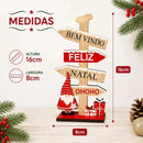Enfeite Natalino de Madeira para Mesa 16cm  Natal  Casa Farfelle