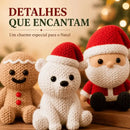 Enfeite de Natal Estilo Crochê – Personagens Natalinos: Papai Noel, Rena e Boneco de Neve  Natal  Casa Farfelle