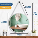 Espelho Adnet Redondo 40cm com Alça em Couro Mansioni Design  Espelho Adnet Redondo 40cm com Alça em Couro  Casa Farfelle