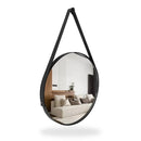 Espelho Adnet Redondo 40cm com Alça em Couro Mansioni Design  Espelho Adnet Redondo 40cm com Alça em Couro  Casa Farfelle