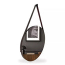 Espelho Adnet Redondo 40cm com Alça em Couro Mansioni Design  Espelho Adnet Redondo 40cm com Alça em Couro  Casa Farfelle