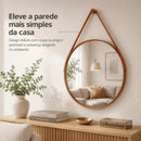 Espelho Adnet Redondo com Alça em Couro 60cm  500  Casa Farfelle