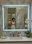 Espelho LED Quadrado 50×50 Jateado Mansioni Design  Espelho LED Quadrado 50×50 Jateado  Casa Farfelle