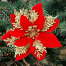 Flores de Natal com Glitter 14.5cm Pacote 12 ou 24 Unidades    Casa Farfelle