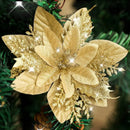 Flores de Natal com Glitter 14.5cm Pacote 12 ou 24 Unidades    Casa Farfelle