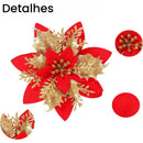 Flores de Natal com Glitter 14.5cm Pacote 12 ou 24 Unidades    Casa Farfelle
