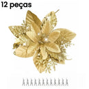Flores de Natal com Glitter 14.5cm Pacote 12 ou 24 Unidades    Casa Farfelle