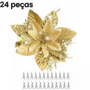 Flores de Natal com Glitter 14.5cm Pacote 12 ou 24 Unidades    Casa Farfelle
