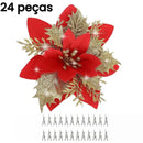 Flores de Natal com Glitter 14.5cm Pacote 12 ou 24 Unidades    Casa Farfelle