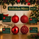 Kit 100 Bolas Premium + Brinde Estrela Enfeite Árvore Natal Decoração  Natal  Casa Farfelle