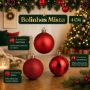 Kit 100 Bolas Premium + Brinde Estrela Enfeite Árvore Natal Decoração  Natal  Casa Farfelle