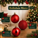 Kit 100 Bolas Premium + Brinde Estrela Enfeite Árvore Natal Decoração  Natal  Casa Farfelle