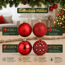 Kit 100 Bolas Premium + Brinde Estrela Enfeite Árvore Natal Decoração  Natal  Casa Farfelle