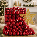 Kit 100 Bolas Premium + Brinde Estrela Enfeite Árvore Natal Decoração  Natal  Casa Farfelle