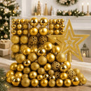 Kit 100 Bolas Premium + Brinde Estrela Enfeite Árvore Natal Decoração  Natal  Casa Farfelle