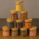 Kit 6 Potes de Vidro Redondo com Tampa de Bambu Casa Farfelle  359  Casa Farfelle