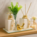 Kit Lavabo Luxo Difusor e Saboneteira com Bandeja Espelhada