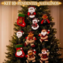 Kit Decoração Árvore de Natal 10 Enfeites em Pelúcia Papai Noel e Urso  Natal  Casa Farfelle