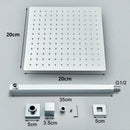 Kit Ducha Chuveiro 20×20cm Inox 304 Com Acabamentos Registros Preto/Cromado Para Chuveiro Banheiro Casa Farfelle  122  Casa Farfelle