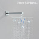 Kit Ducha Chuveiro 20×20cm Inox 304 Com Acabamentos Registros Preto/Cromado Para Chuveiro Banheiro Casa Farfelle  122  Casa Farfelle