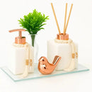 Kit Lavabo Luxo Difusor e Saboneteira com Bandeja Espelhada  492  Casa Farfelle