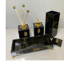 Kit Lavabo Mármore Fior com Porta Escova Grande Artificio Lar  Kit Lavabo Mármore Fior com Porta Escova Grande e Decoração Completa Bandeja 25x10  Casa Farfelle