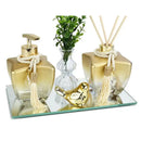 Kit Lavabo Vidro Estrela Super Luxo Difusor E Saboneteira C/ Bandeja + Enfeite  491  Casa Farfelle