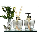 Kit Lavabo Vidro Estrela Super Luxo Difusor E Saboneteira C/ Bandeja + Enfeite  491  Casa Farfelle