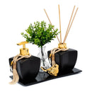 Kit Lavabo Vidro Estrela Super Luxo Difusor E Saboneteira C/ Bandeja + Enfeite Artificio Lar  Kit Lavabo Vidro Estrela Super Luxo Difusor E Saboneteira C/ Bandeja + Enfeite  Casa Farfelle