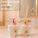 Kit Vidros Lavabo Branco Deluxe C/ Enfeite Difusor E Sabonete Artificio Lar  Kit Vidros Lavabo Branco Deluxe C/ Enfeite Difusor E Sabonete  Casa Farfelle