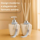 Kit Vidros Lavabo Branco Deluxe C/ Enfeite Difusor E Sabonete Artificio Lar  Kit Vidros Lavabo Branco Deluxe C/ Enfeite Difusor E Sabonete  Casa Farfelle