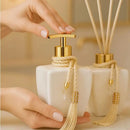 Kit Vidros Lavabo Branco Deluxe C/ Enfeite Difusor e Sabonete  489  Casa Farfelle
