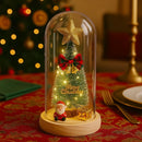 Luminária Cúpula de Natal em LED com Base de Madeira 21cm    Casa Farfelle
