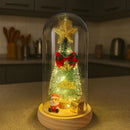 Luminária Cúpula de Natal em LED com Base de Madeira 21cm    Casa Farfelle