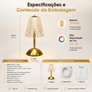Luminária de Mesa Abajur de Cristal com Touch  175 (Iluminação)  Casa Farfelle