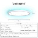 Luminária de Teto Plafon LED Redondo Inteligente Alexa Google Home  Iluminação  Casa Farfelle