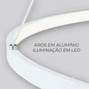 Lustre Led Moderno Com Controle Pendente Anéis 3 Arcos Casa Farfelle  152 (Iluminação)  Casa Farfelle